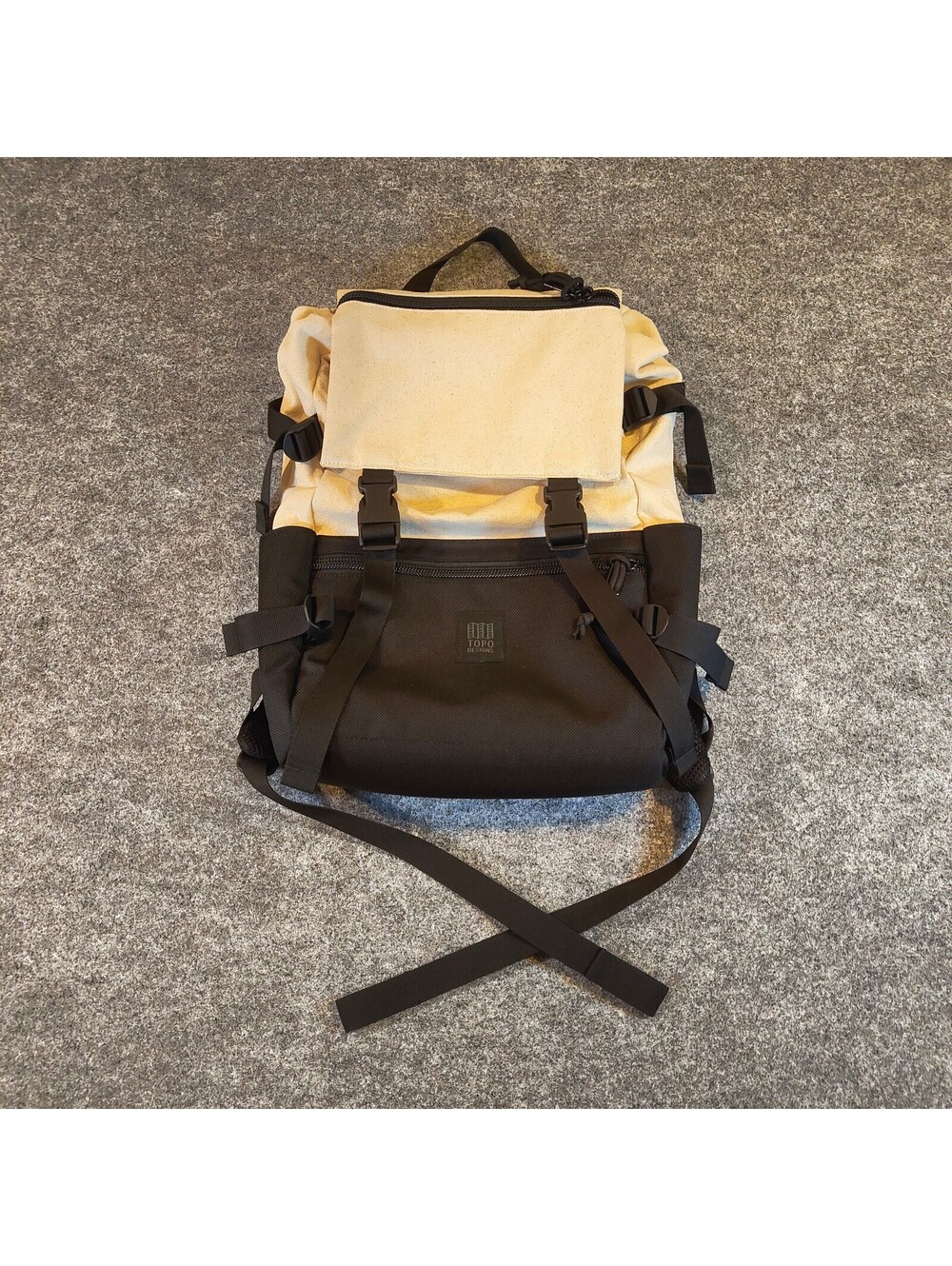 Topo Designs Klettersack Canvas Backpack Natural Black Hiking Pack Bag